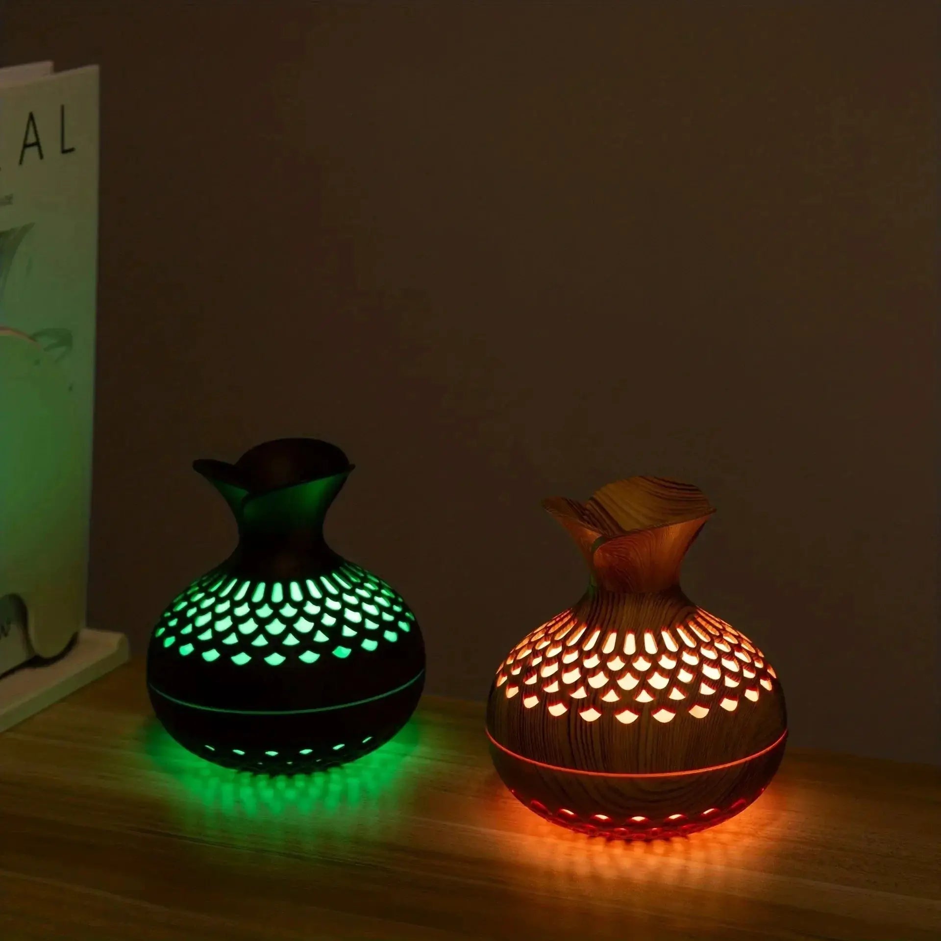 300ml Colorful Light Wooden Aromatherapy Humidifier Mini USB