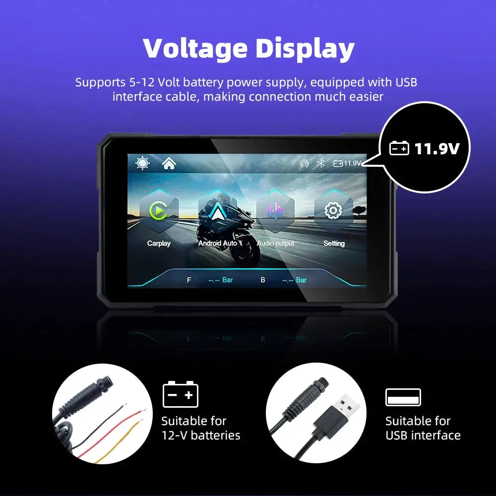 EKIY Wireless CarPlay Moto Android Auto 5.0 inch Portable Digital Dashboard Motorcycle Navigation GPS Removable Display Screen