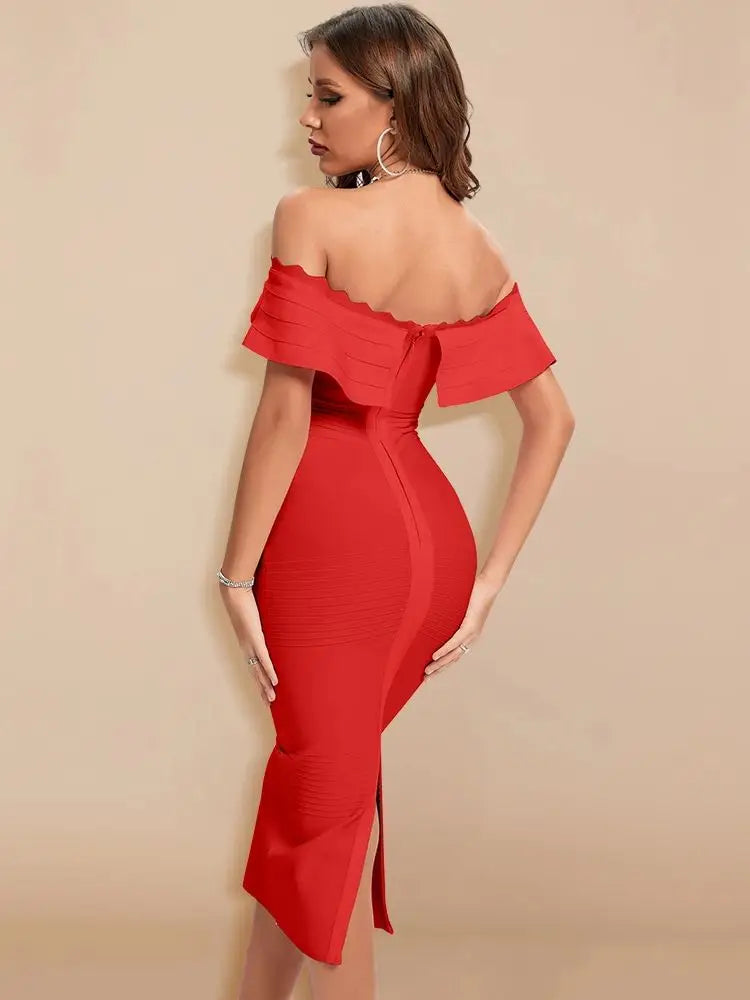 BEAUKEY Ruffle Bandage Dress