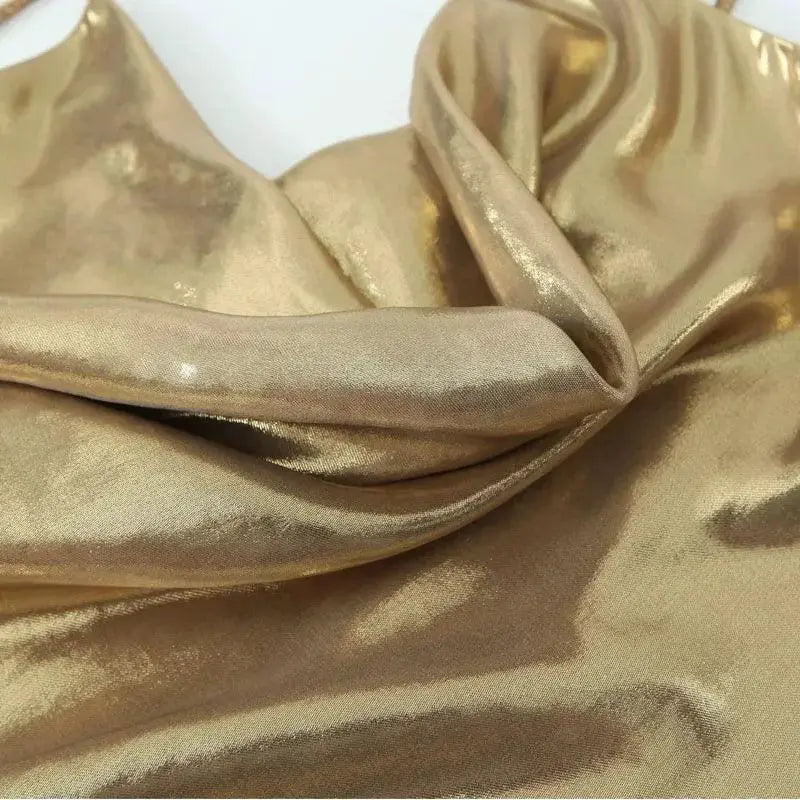Glamorous Gold and Silver Backless Slip Dress for Women