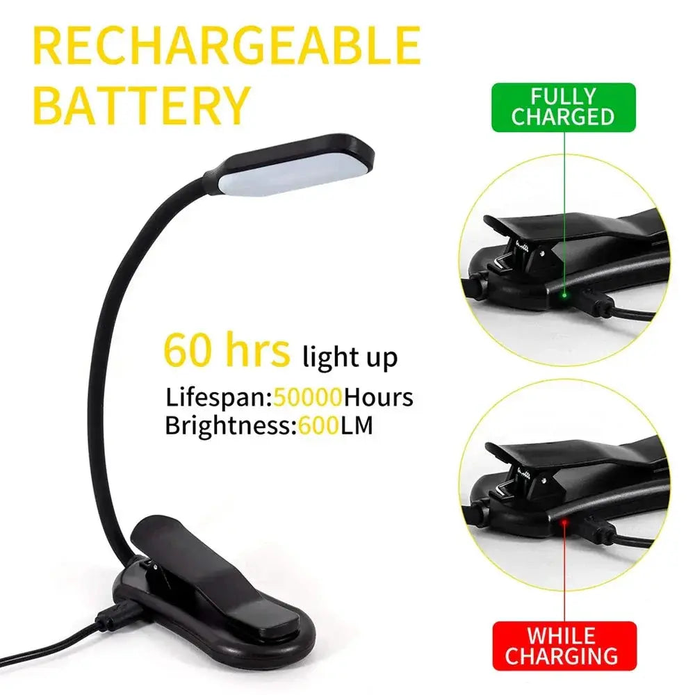 7 LED Book Light USB Rechargeable Reading Lamp Portable