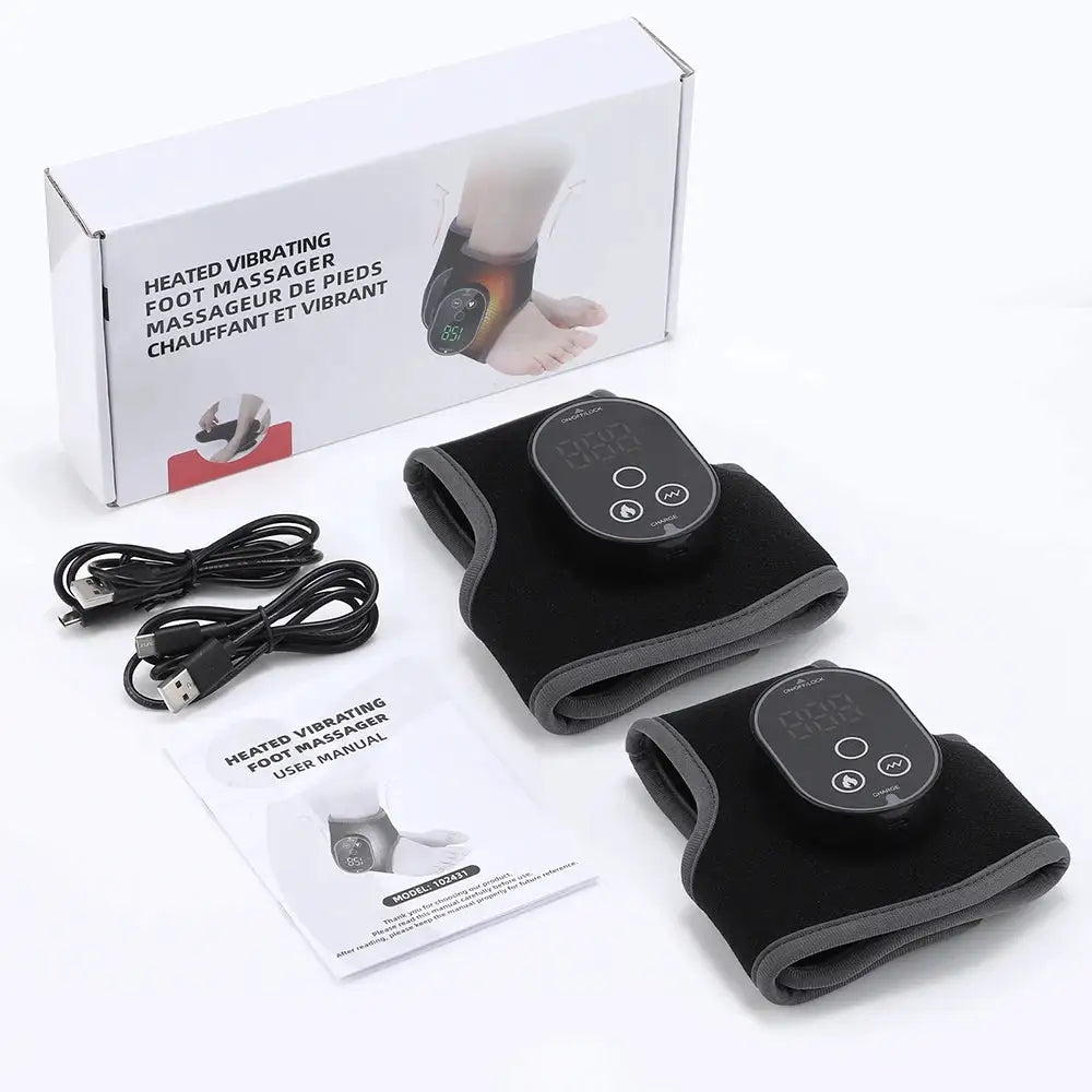 Electric Ankle Heated Vibration Massager 3 Mode 4 Level Hot Compress Timer Massage Support Ankle Brace Fascia Muscle Relax Care