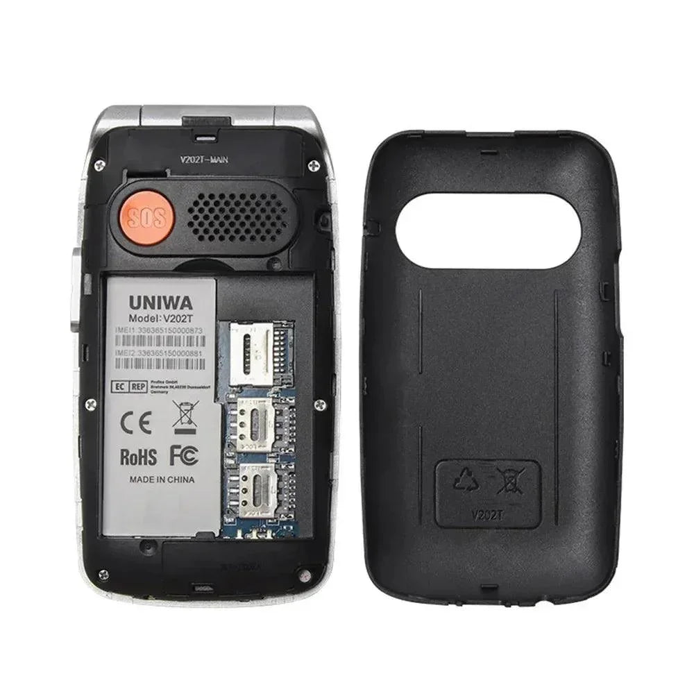 Uniwa V202T 4G Flip Senior Phone 2.4 Inch Dual Screen