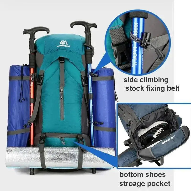 Waterproof Nylon Backpack For Camping Travel With Rain Cover