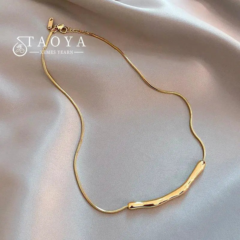 European American Stainless Steel Gold Collarbone Chain