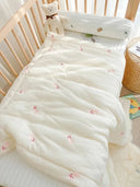 2023 Korean Pure Cotton Baby Blanket Cartoon Bear Cream