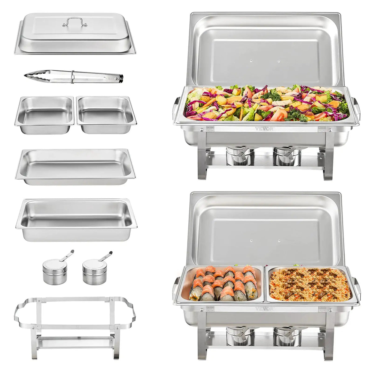 SucceBuy Rectangle Chafing Dish Packs W/ Full Size Pans Buffet — product view 7