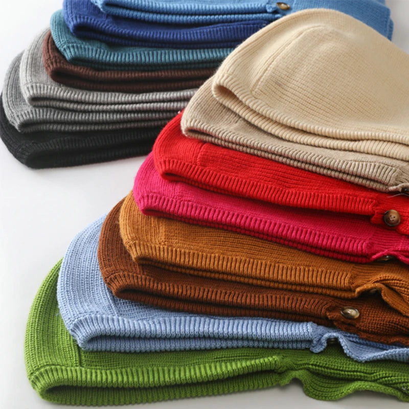 Cashmere Button Knit Balaclava Hat