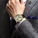 Poedagar Mens Leather Date Week Watch