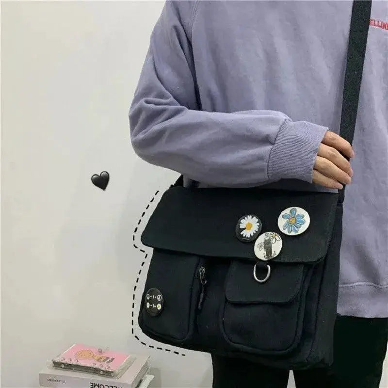 Canvas Crossbody Messenger Bag Stylish Large Capacity Women
