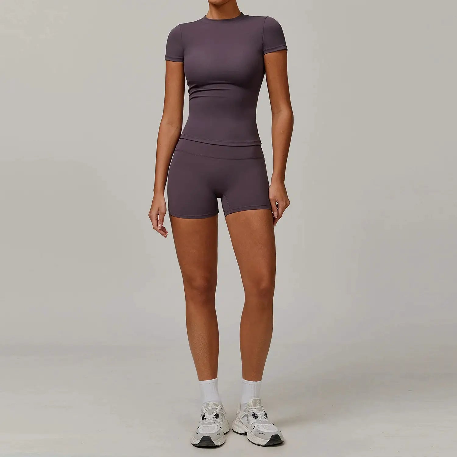 Women Yoga Set 2PCS Workout Set Sportswear Gym Clothing Fitness Long Sleeve High Waist Leggings Cycling Shorts Sports Suits