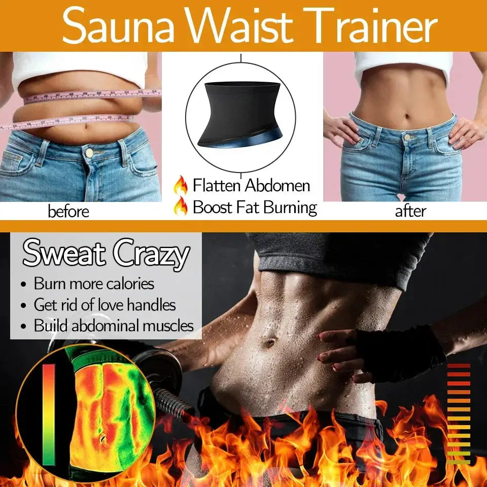 Sauna Waist Trimmer Belt For Slimming And Sweat Boost