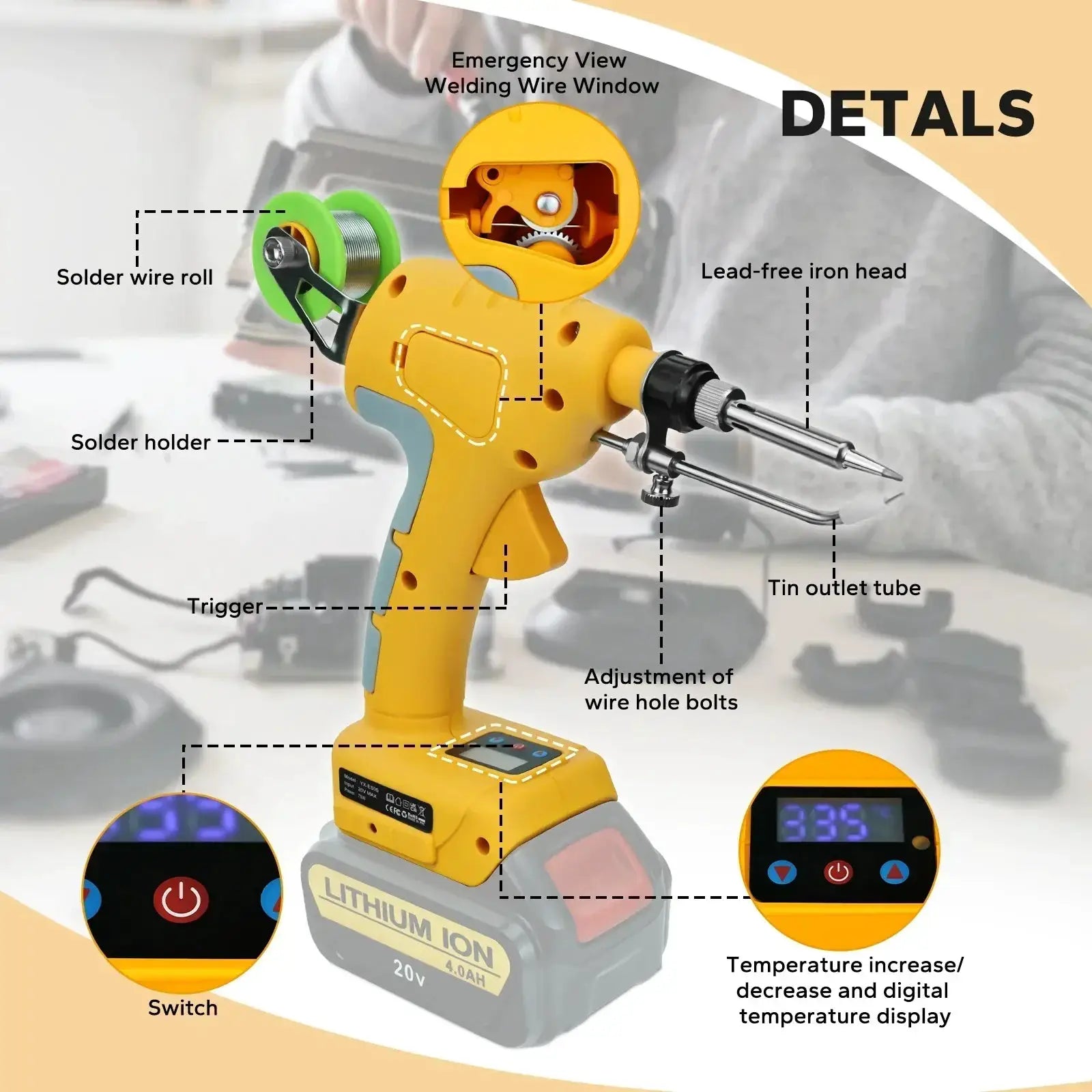 Portable 75W Cordless Soldering Iron With Digital Display