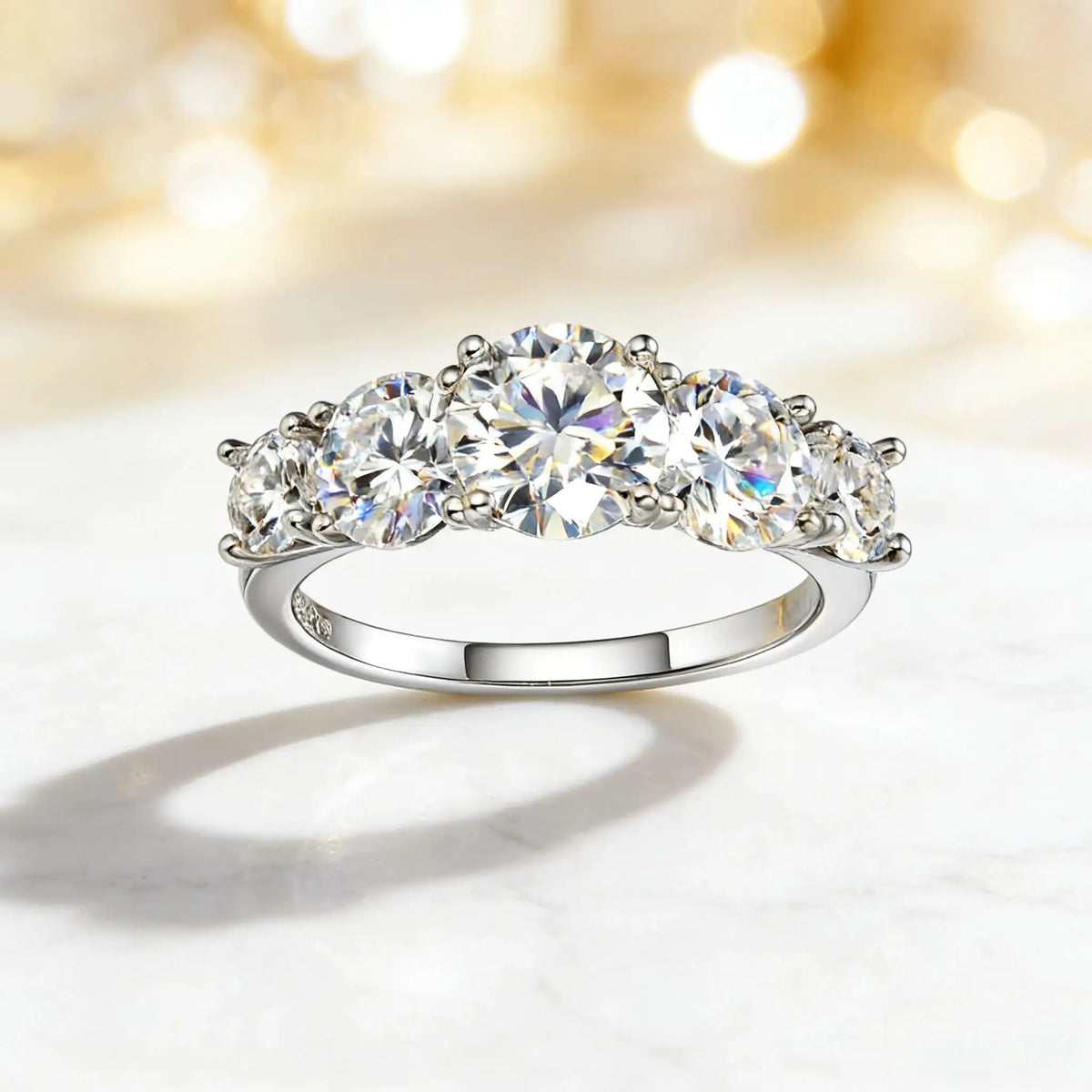 Round Moissanite Ring in Sterling Silver Stackable — product view 4