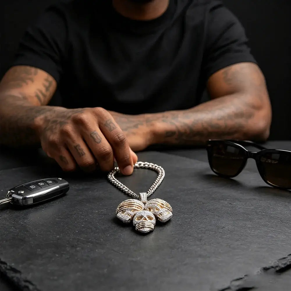 Bling Skull Charm Streetwear Rapper Jewelry Shiny Icy Statement — product view 5