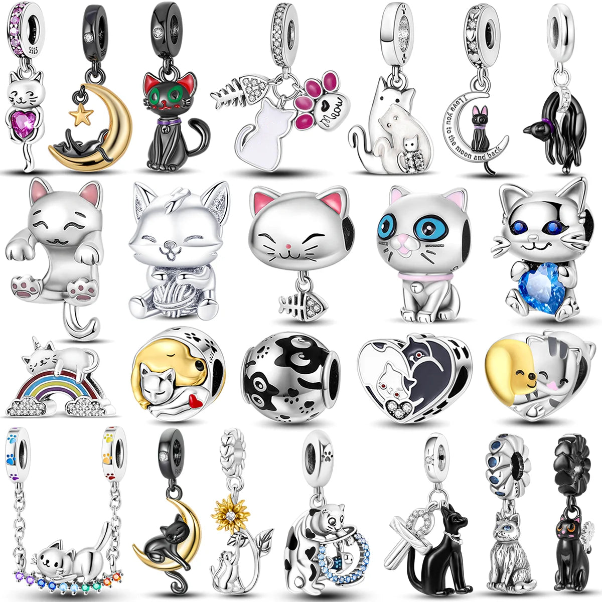 Cat Collection Silver Charm Bead