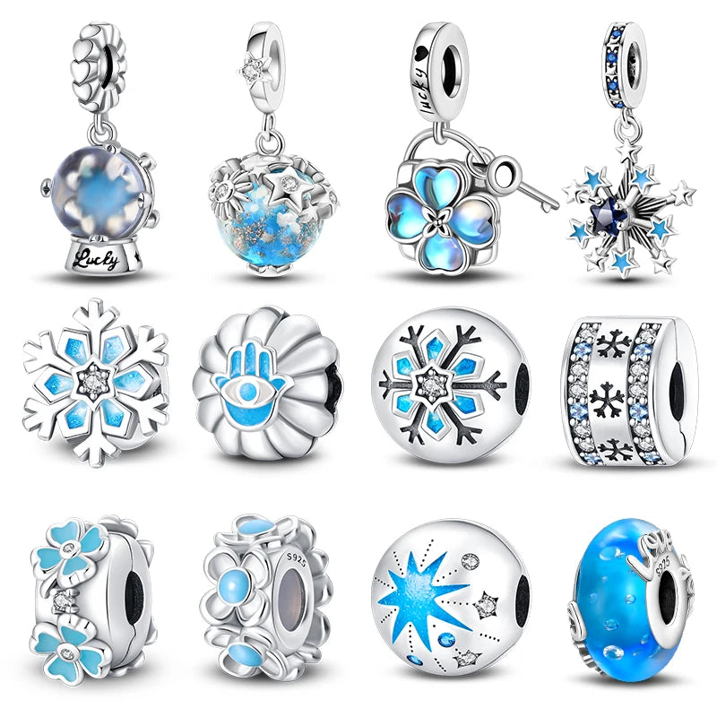 Sterling Silver Winter Snowflake Four Leaf