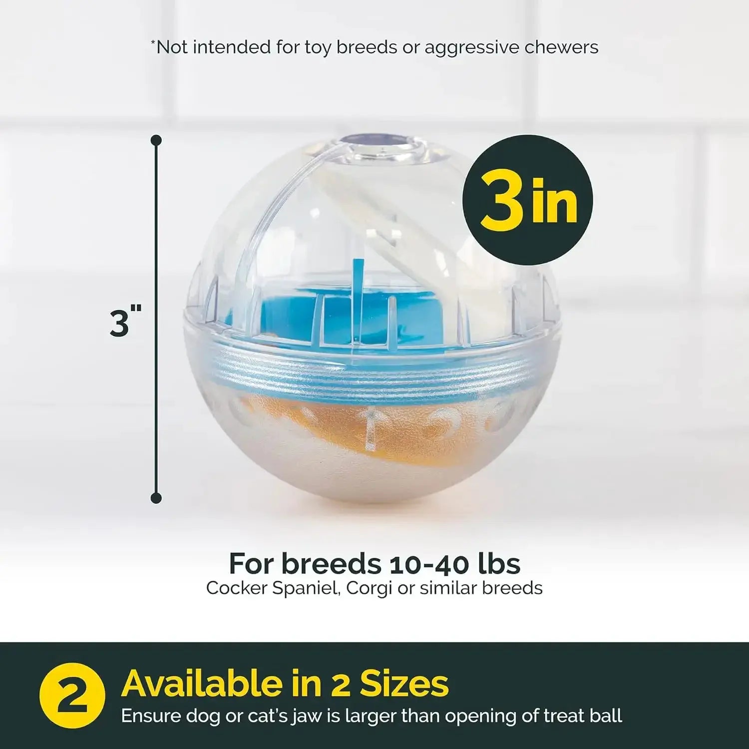 Pet Zone IQ Treat Ball Dog Toy 3 Inch Puzzle Feeder Fun