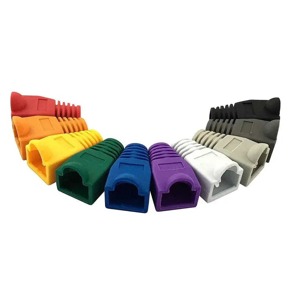 100 Pack Mixed Color Ethernet Strain Relief Boots CAT5E RJ45