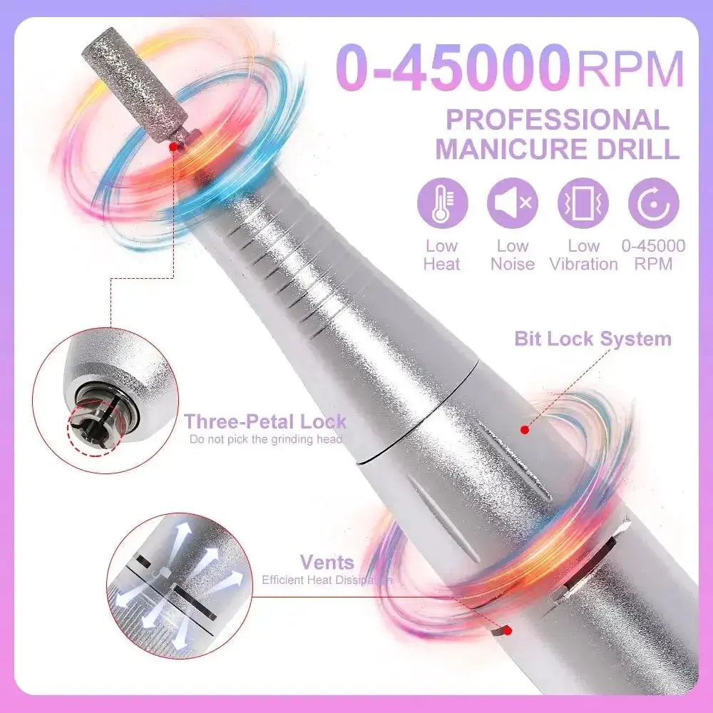 Professional 45000RPM Electric Nail Drill for Salon or Home