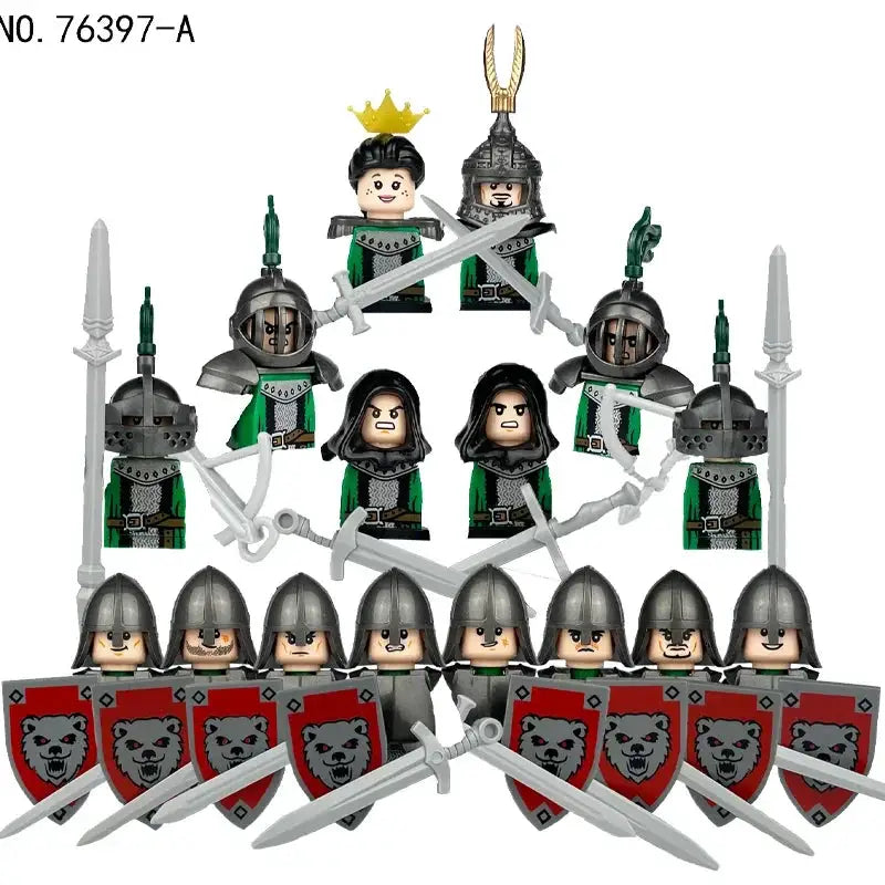 MOC Medieval Lion King Castle Knight Building Blocks Figure Accessories War Horse Cavalry Warrior Crusaders Toy Gift Bricks N029