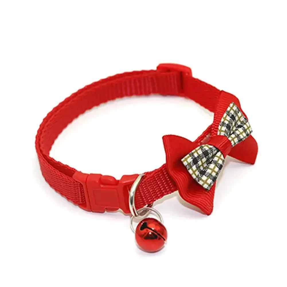 Adjustable Bow Tie Cat Dog Collar With Bell Pendant