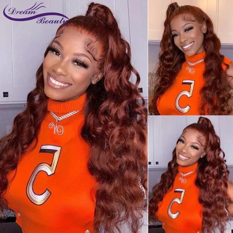 Luxe Reddish Brown Wavy Peruvian Human Hair Wig For Women