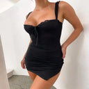 Sexy Women Bodycon Dress Lace-Up Backless V-neck Mini Dress