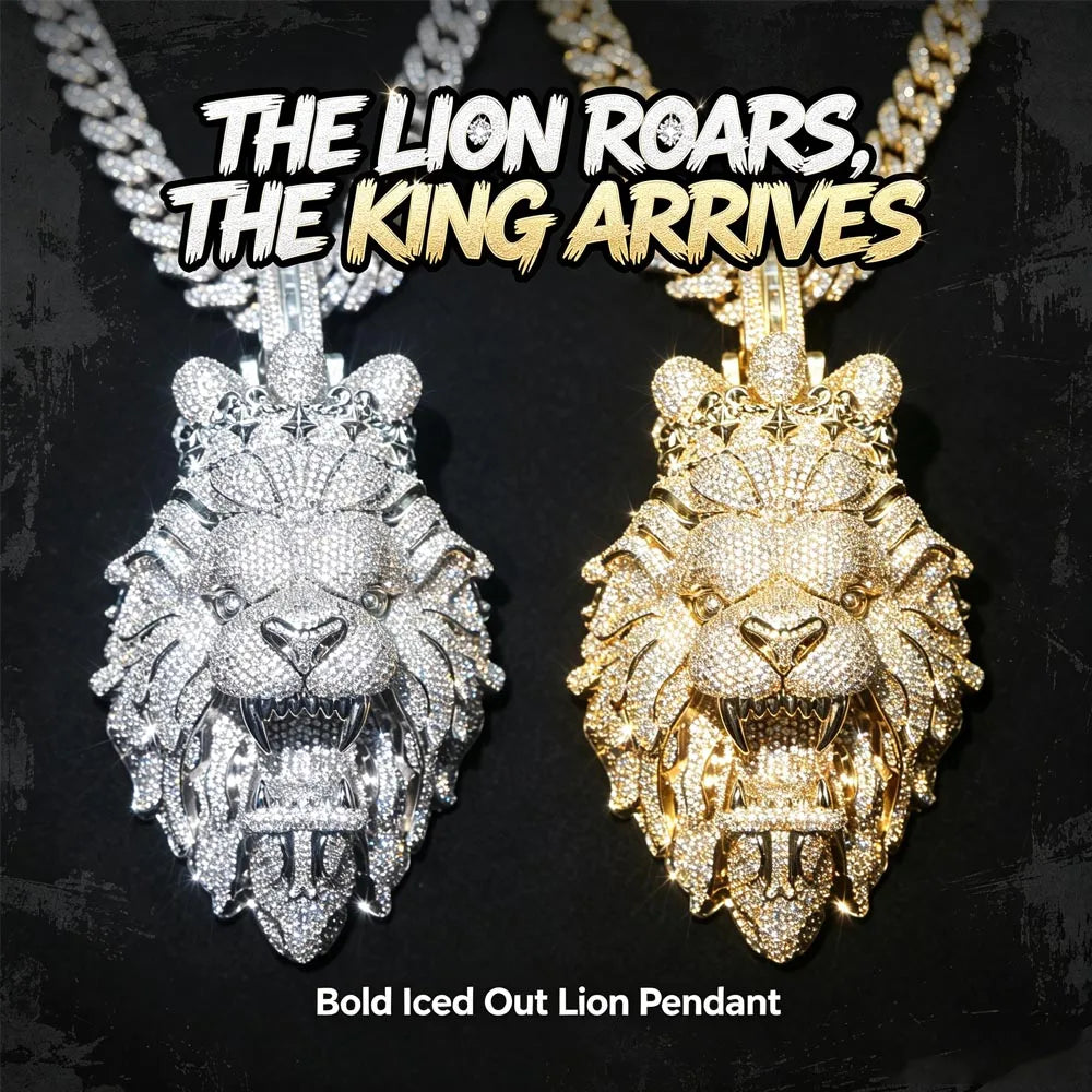 Iced Out Lion Head Crown