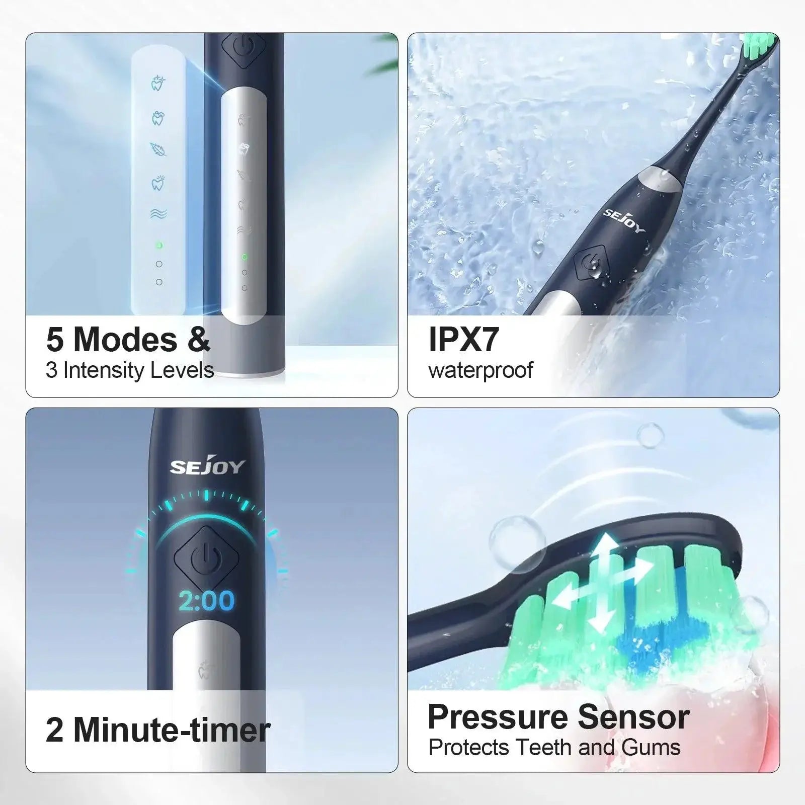 Smart Sonic Electric Toothbrush 5 Modes Deep Cleaning