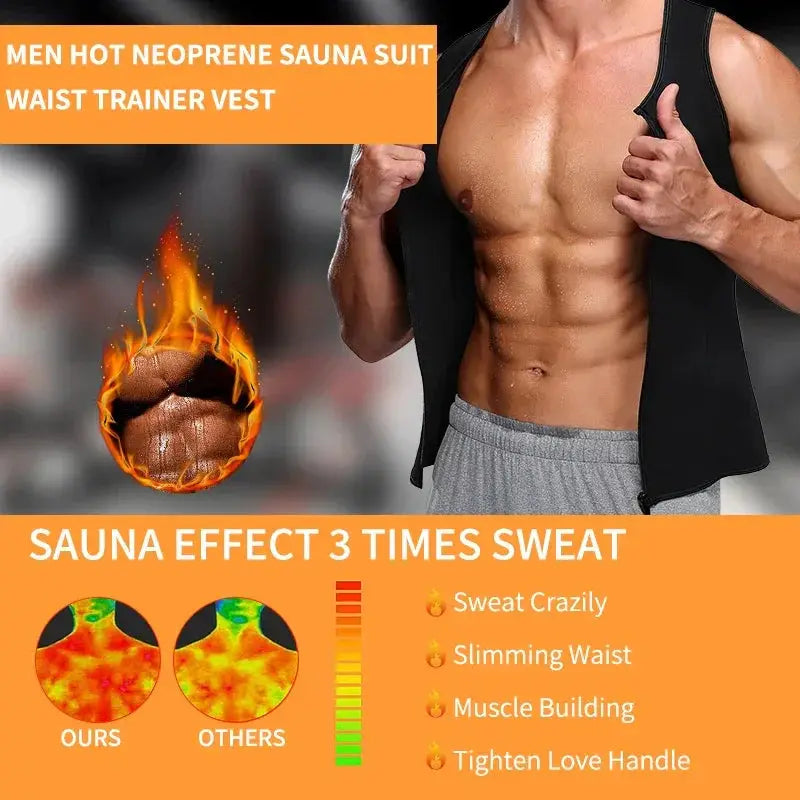 Qtree Mens Body Shaper Waist Trainer Sauna Suit Sweat Vest