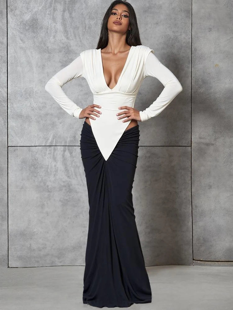 NIBBER V Neck Evening Dress
