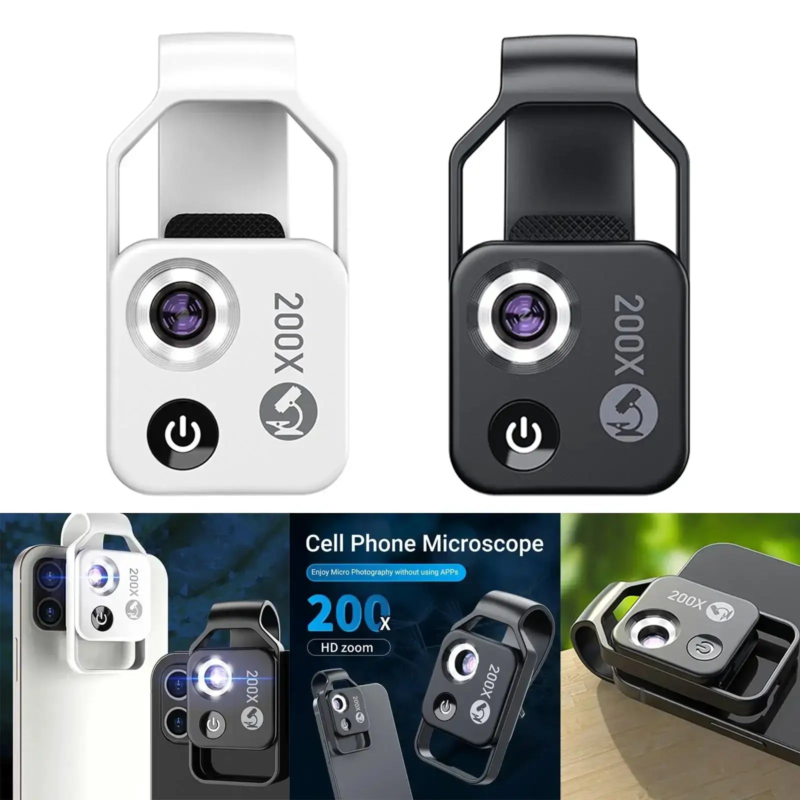 200X Zoom Lens With CPL And LED For Smartphone Microscope