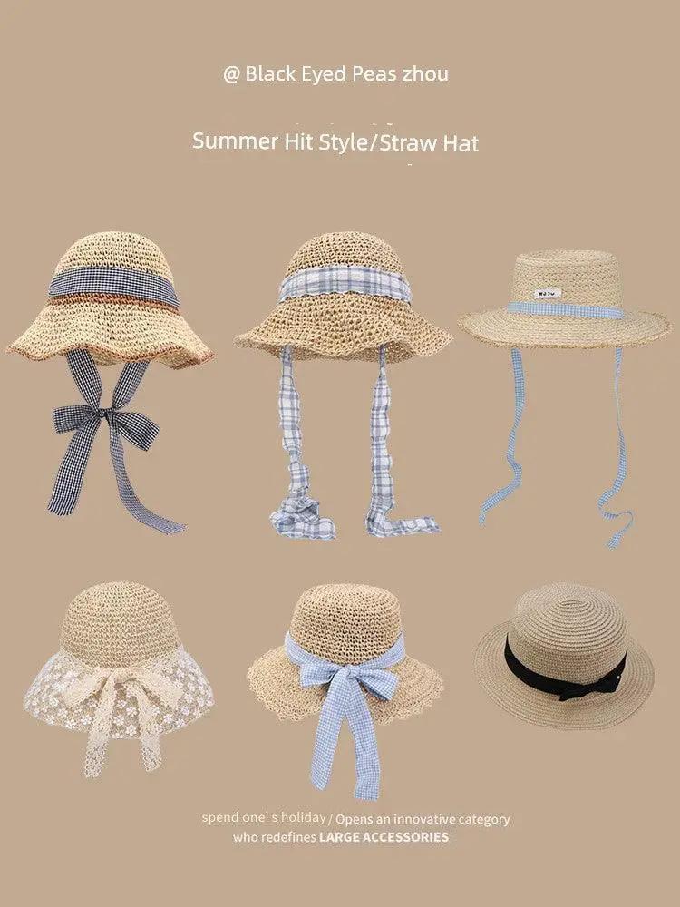 Straw Hat Japanese Style Hand Woven Womens Summer Lace