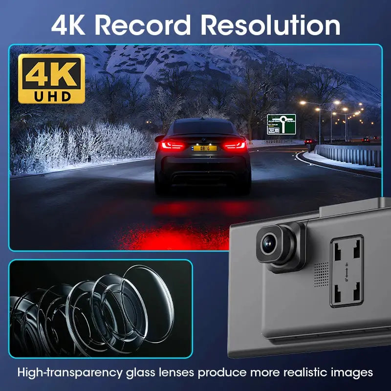 Develuck NEW 11.26 inch 4K DVR Wireless CarPlay and Android Auto Portable Dash Cam Car Screen Video Recorder 5G WIFI Navigation