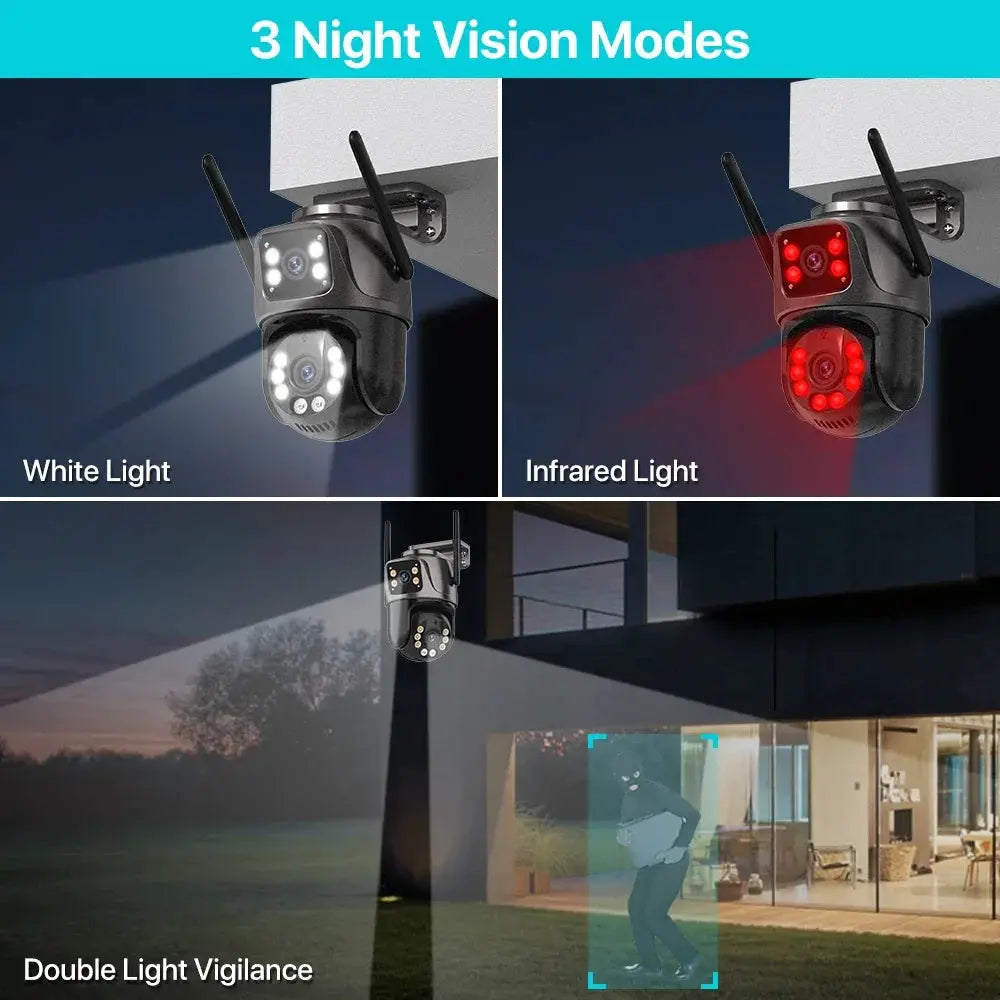 4K 8MP HD WiFi PTZ Camera Outdoor Dual Lens AI Tracking - OurLum.com