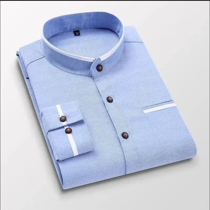 Black Male Stretch Long Sleeve Shirts High Quality