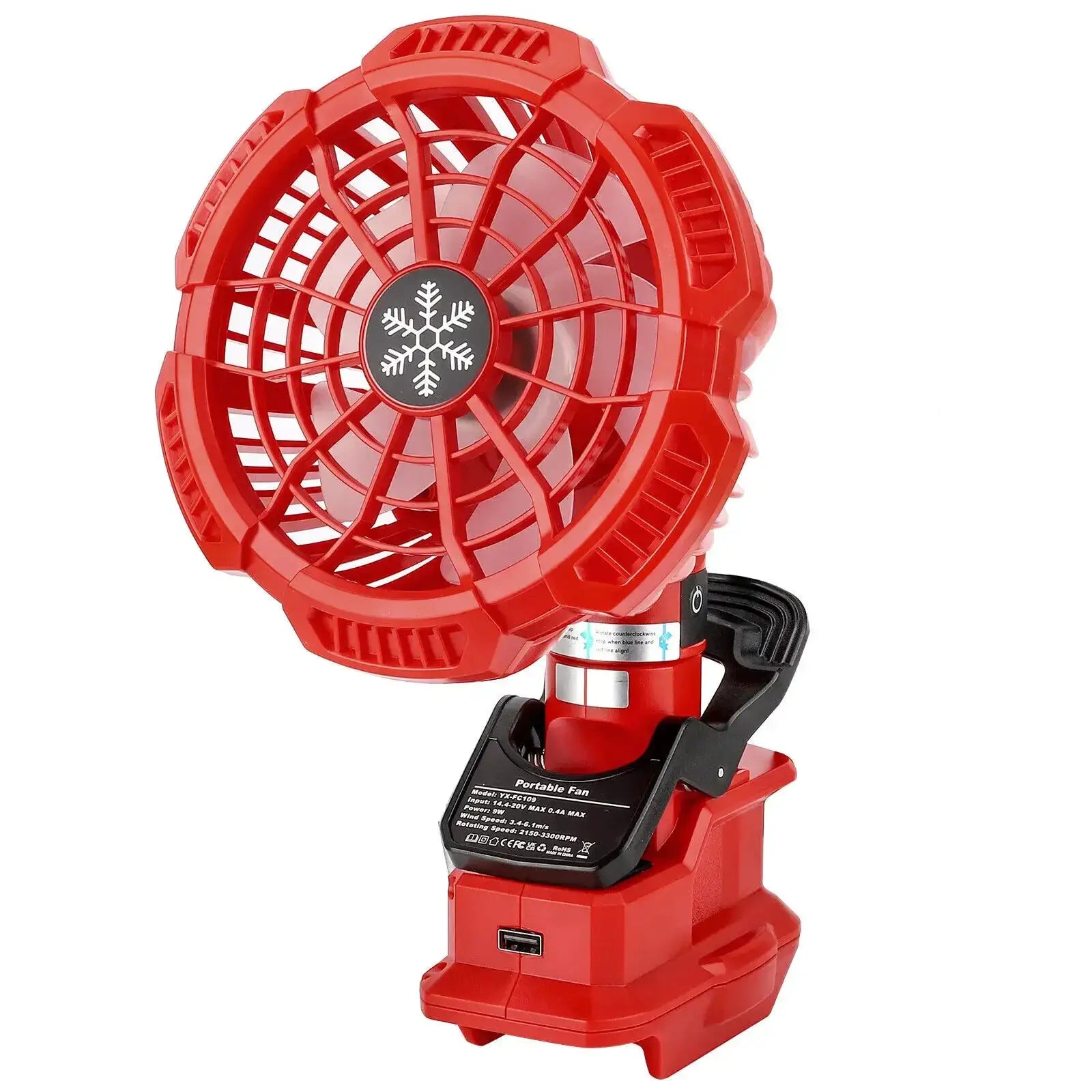 Portable Clip Fan 18V Lithium Batteries USB Powered