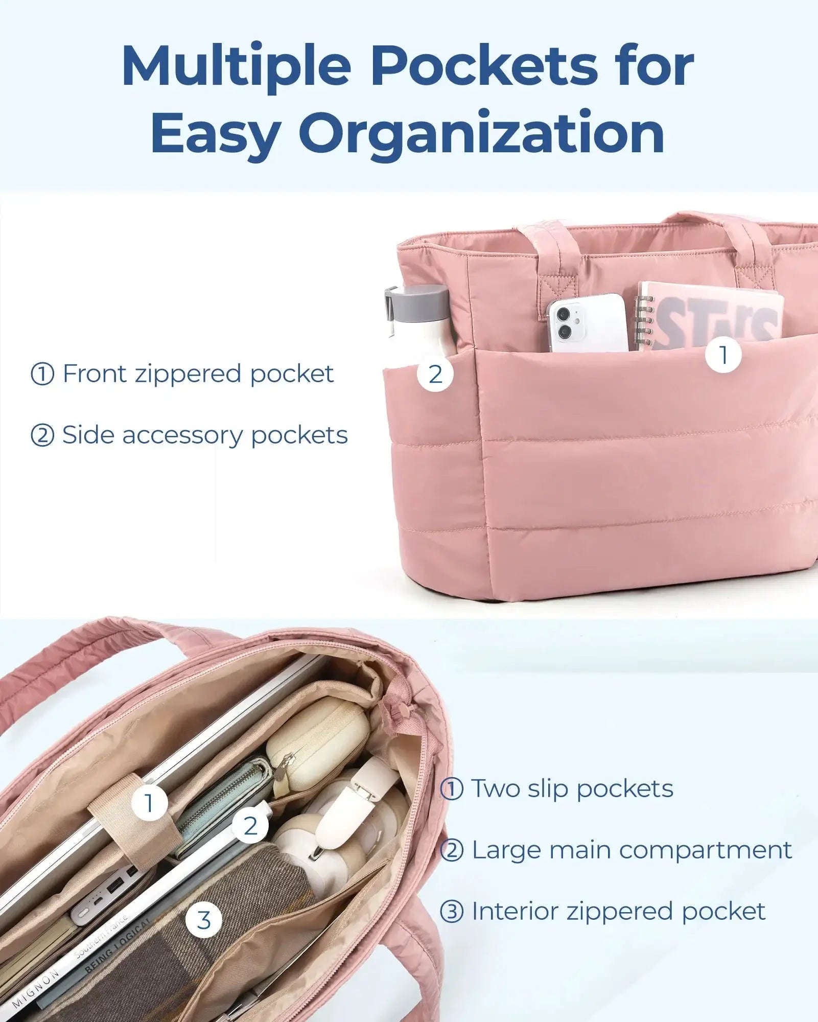 Bubble Tote Bag Cotton Padded Quilted Purse For Everyday Use - OurLum.com