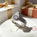 3Ct Pear Moissanite Wedding Ring Set