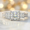 Princess Moissanite Ring in Sterling Silver Three