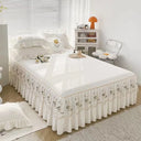 Lace Washed Cotton Bed Skirt Twin Queen Size Bedspread Set