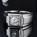 Men's Sterling Silver Silver Moissanite Ring