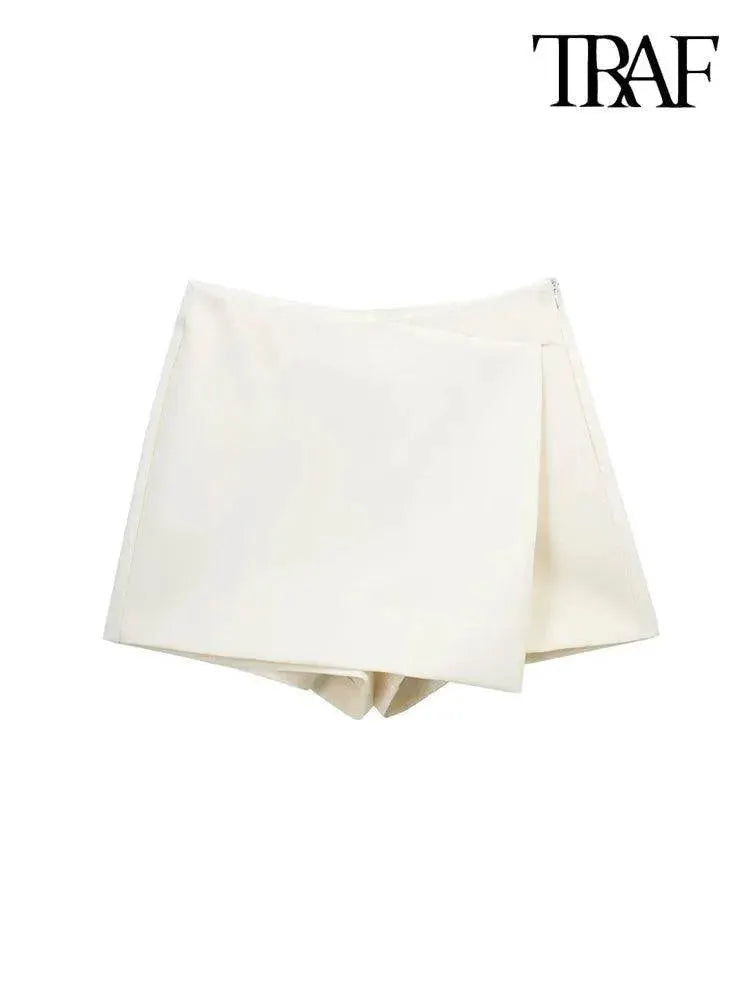 Vintage Asymmetric Skort Retro High Waist Chic Comfortable