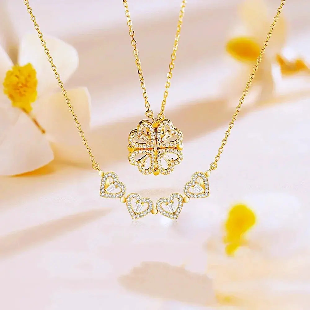 Stainless Steel Love Magnetic Clover Pendant Necklace Women - OurLum.com