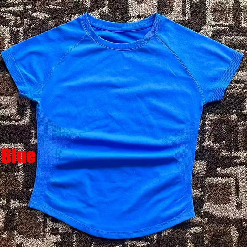 DF LOGO Short-Sleeve Sports T-Shirt for Women,Impact Cropped Gym Top, Lightweight Yoga Top, Stretchy Athletic Tee