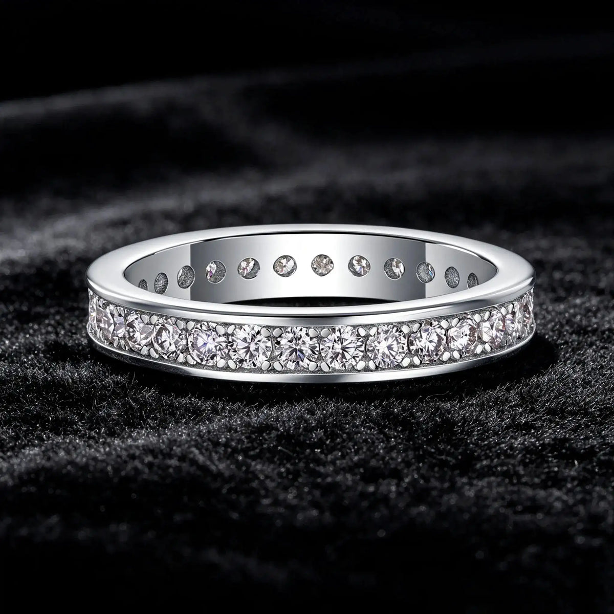 Elegant Sterling Silver Silver Moissanite Ring Style MOHKM — product image 4