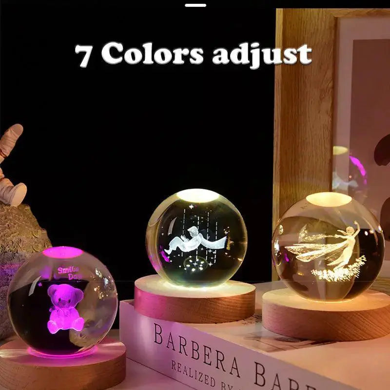 7 Color Solar System Saturn Crystal Ball LED Night Light