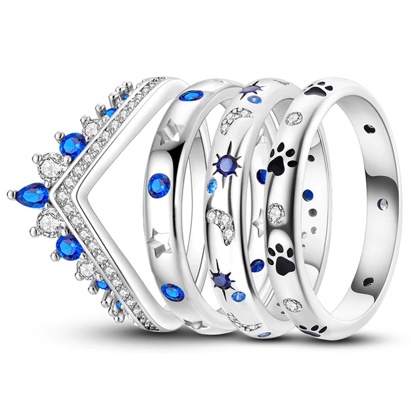 Ring Sterling Silver Star Moon