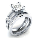 Moissanite Engagement Ring Set Silver